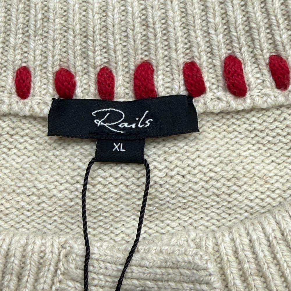 Anthropologie Rails Mavie Carmine Cardigan Womens XL Oatmeal Whipstitch Sweater - Picture 4 of 11